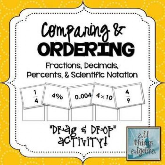 Comparing Ordering Fractions Decimals Percents And Scientific 