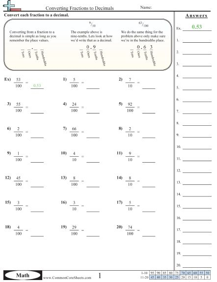 Converting Decimals To Fractions Worksheets 8th Grade In 2020 With Images 