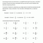 Converting Fractions To Decimals Worksheet 8th Grade Fraction