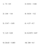 Decimal Dividing Decimals By Decimals 9 2 Worksheet