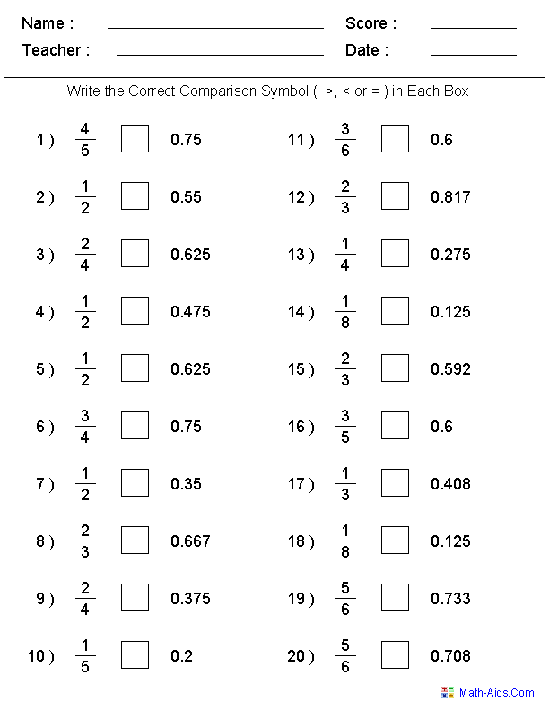 Decimal Fourth Grade Worksheets Advance Worksheet