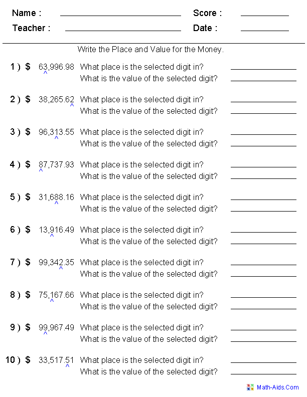 Decimal Place Value Worksheets For 4th Grade HAZELSPAPERPLACE