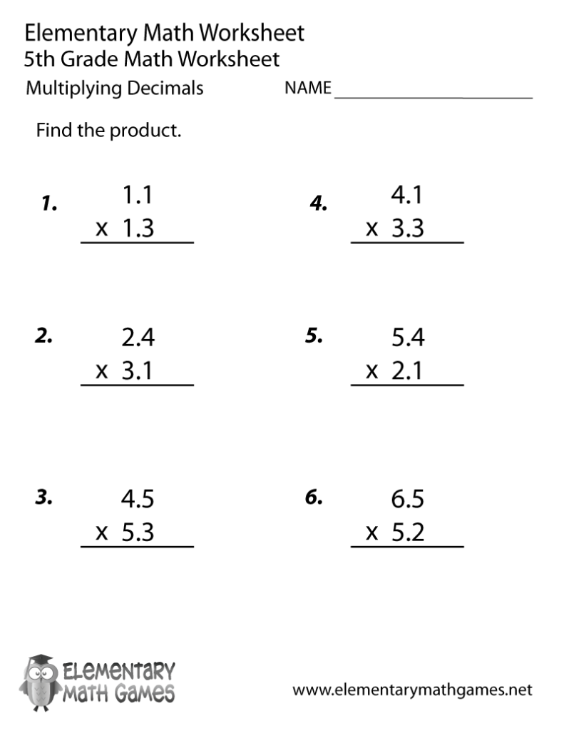 Decimals Worksheet For 5th Grade Advance Worksheet