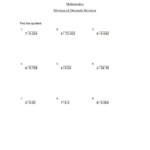 Dividing A Decimal By A Whole Number Worksheet Merit Badge Worksheets