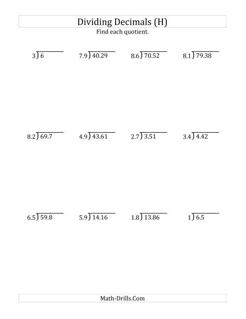 Dividing Decimals By 2 Digit Tenths H 