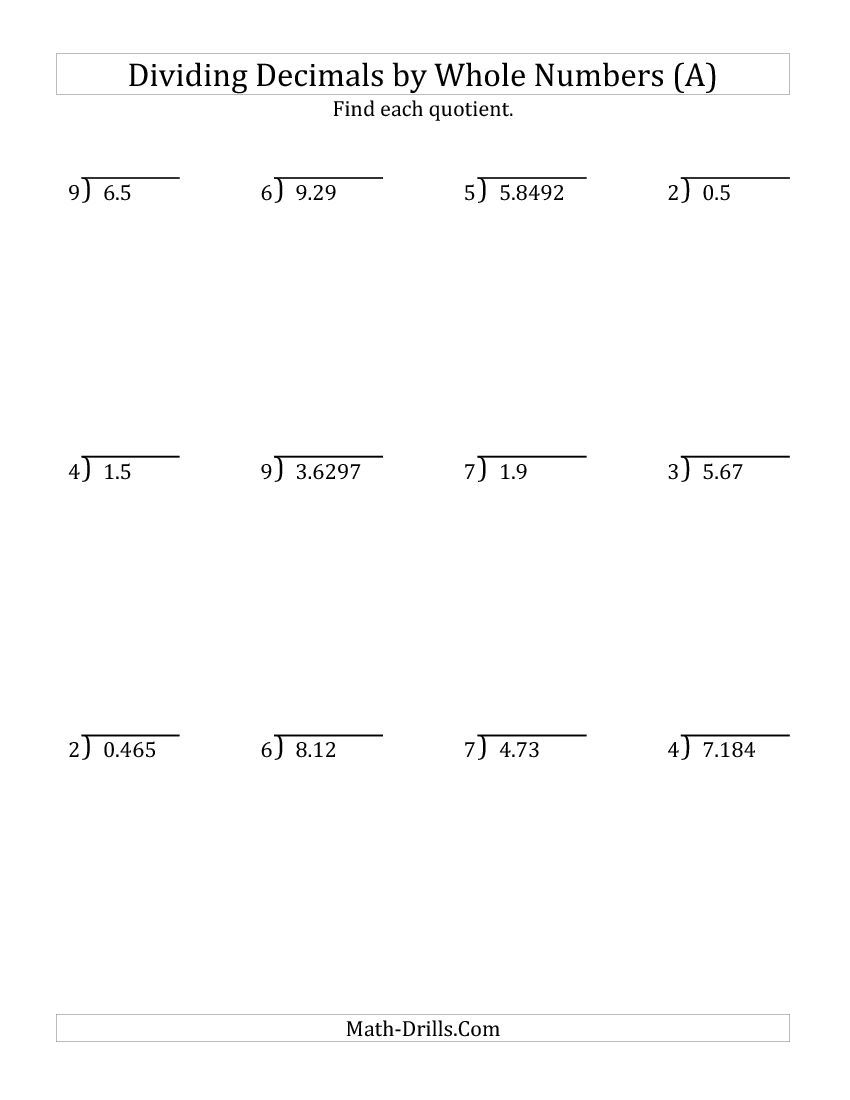 Dividing Decimals Worksheet Examples And Forms