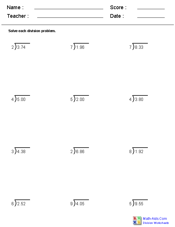 Dividing Decimals Worksheets Grade 4 ODILE INFO