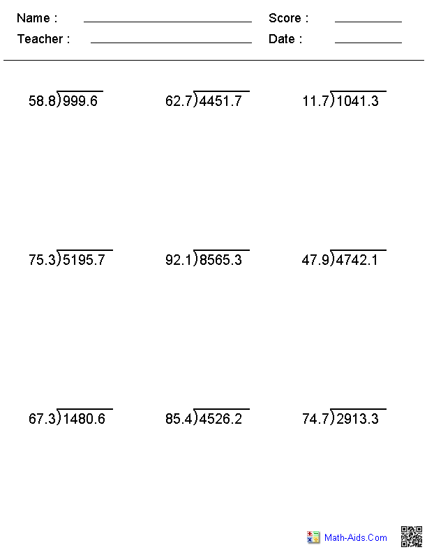 Division Worksheets Printable Division Worksheets For Teachers 