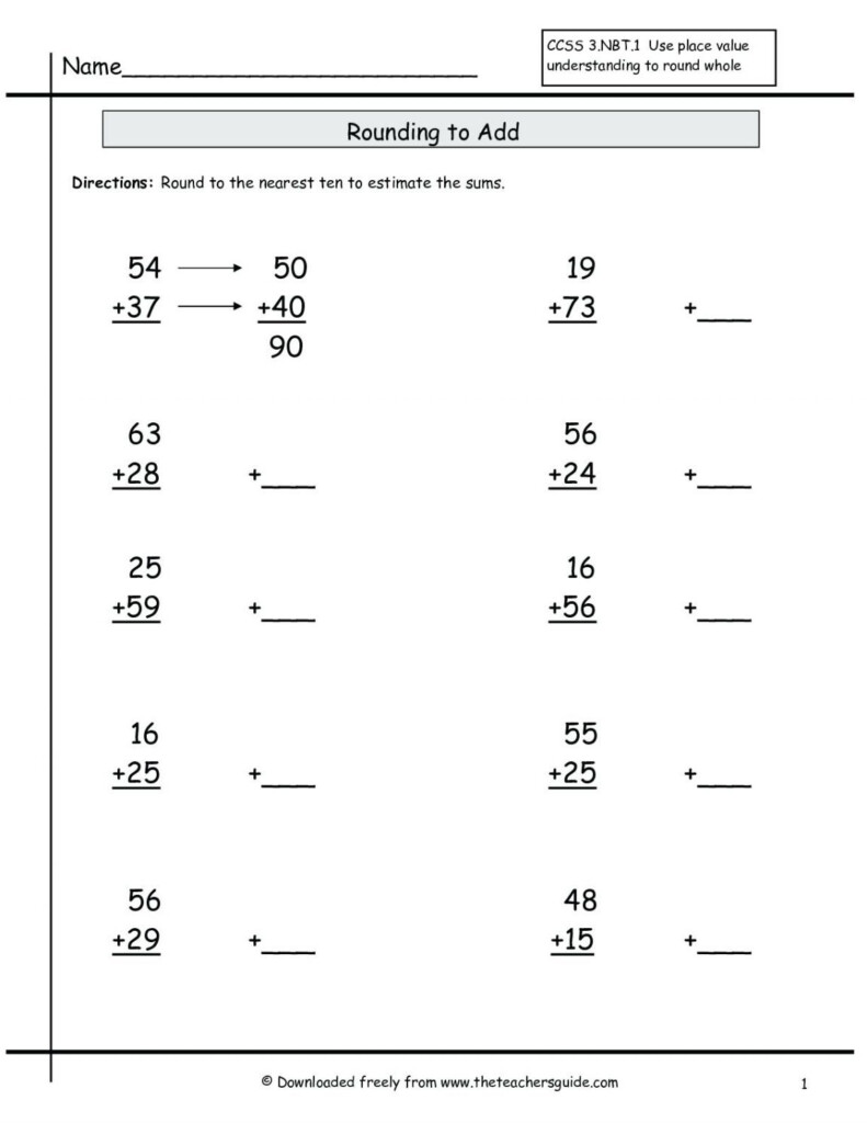 Estimating Differences Worksheets 3rd Grade