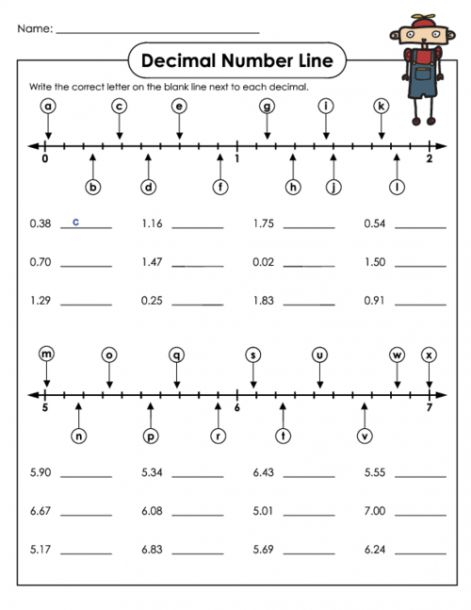 Fraction Decimal Number Line Worksheets Number Line Super Teacher 