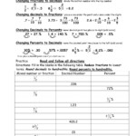 Fraction Decimal Percents Conversion Worksheet