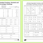 Fractions Decimals And Percentages Table Worksheet