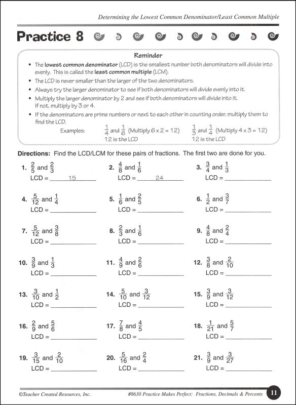 Fractions Decimals Percents Grade 5 Practice Makes Perfect