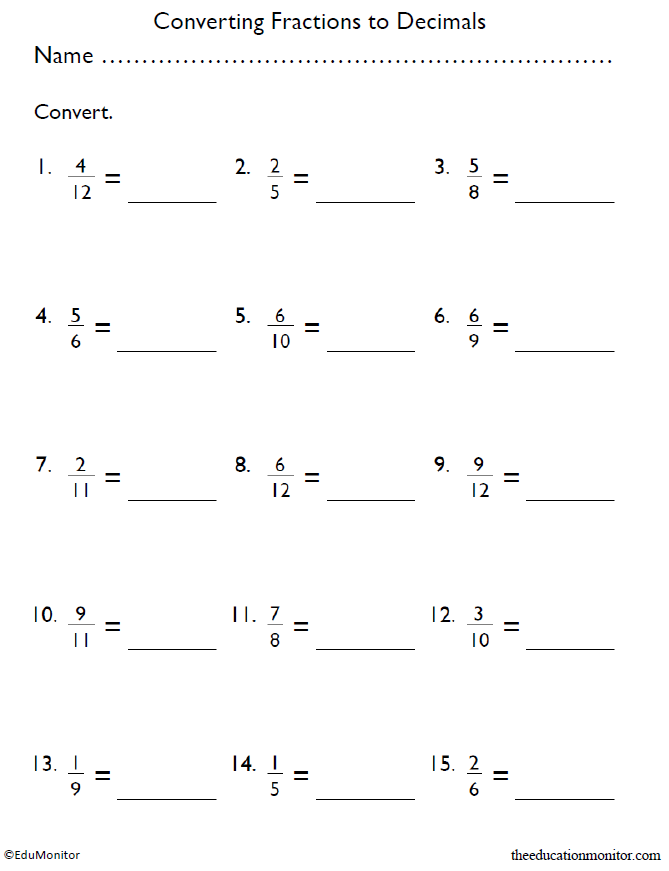 Grade 4 Converting Fractions To Decimals EduMonitor