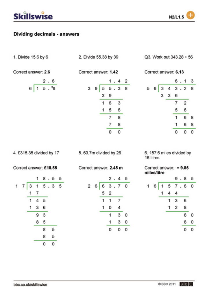 Multiplying And Dividing Decimals Worksheets 6th Grade