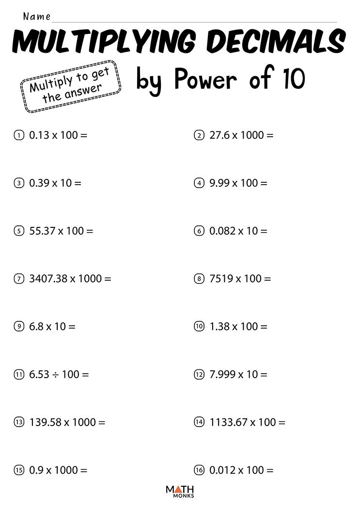 Multiplying And Dividing Decimals Worksheets Math Monks