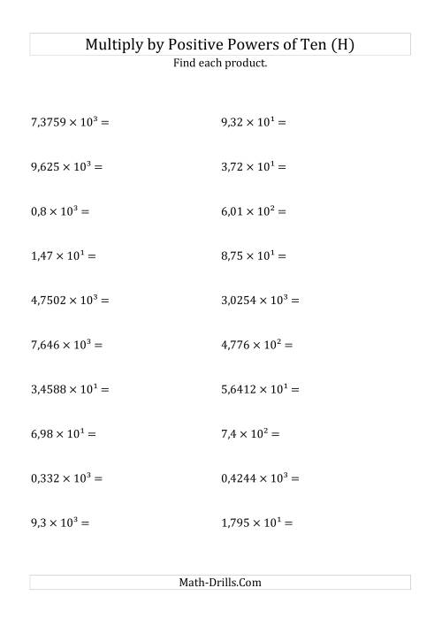 Multiplying Decimals By Positive Powers Of Ten Exponent Form H 