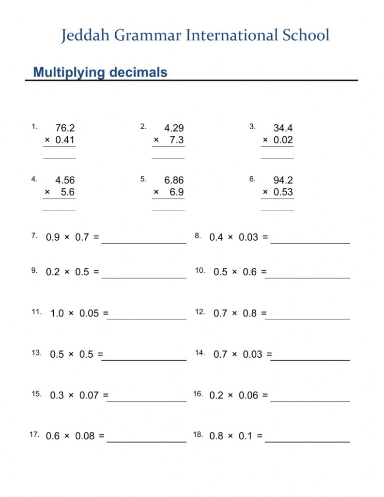 Multiplying Decimals Exercise
