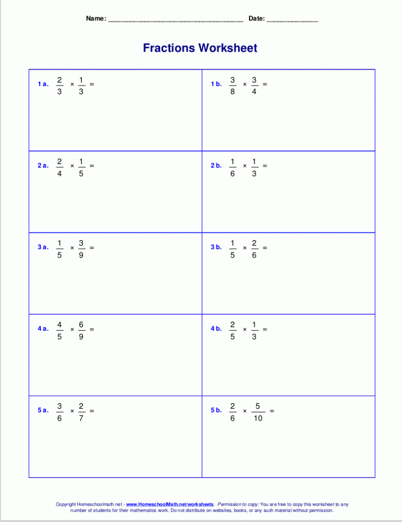 Multiplying Fractions Fifth Grade Worksheets Fraction Worksheets Free 