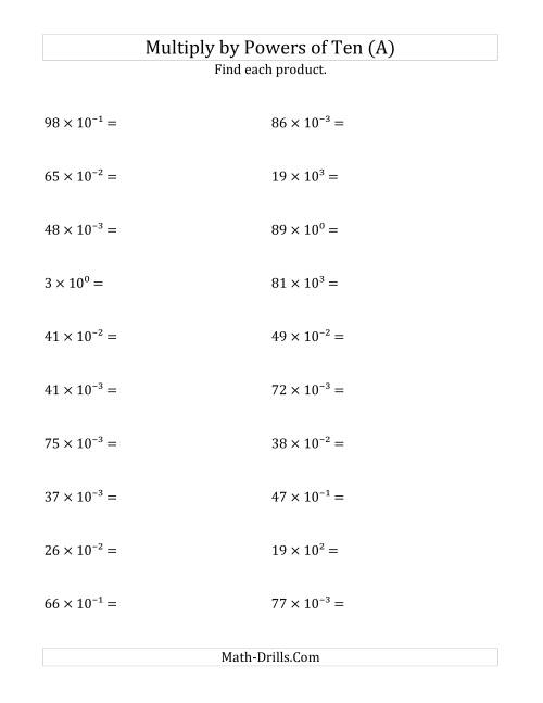 Multiplying Whole Numbers By All Powers Of Ten Exponent Form A 