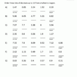 Ordering Fractions And Decimals From Least To Greatest Worksheet