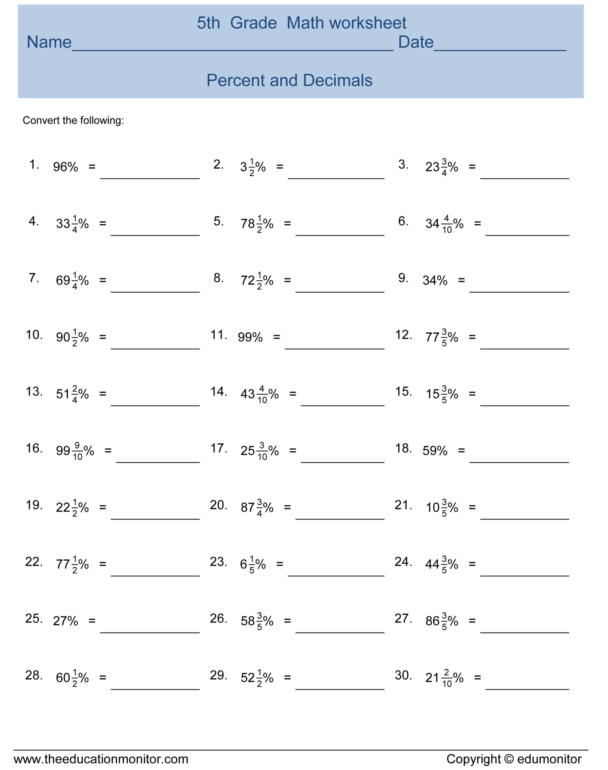 Percentages And Decimals EduMonitor