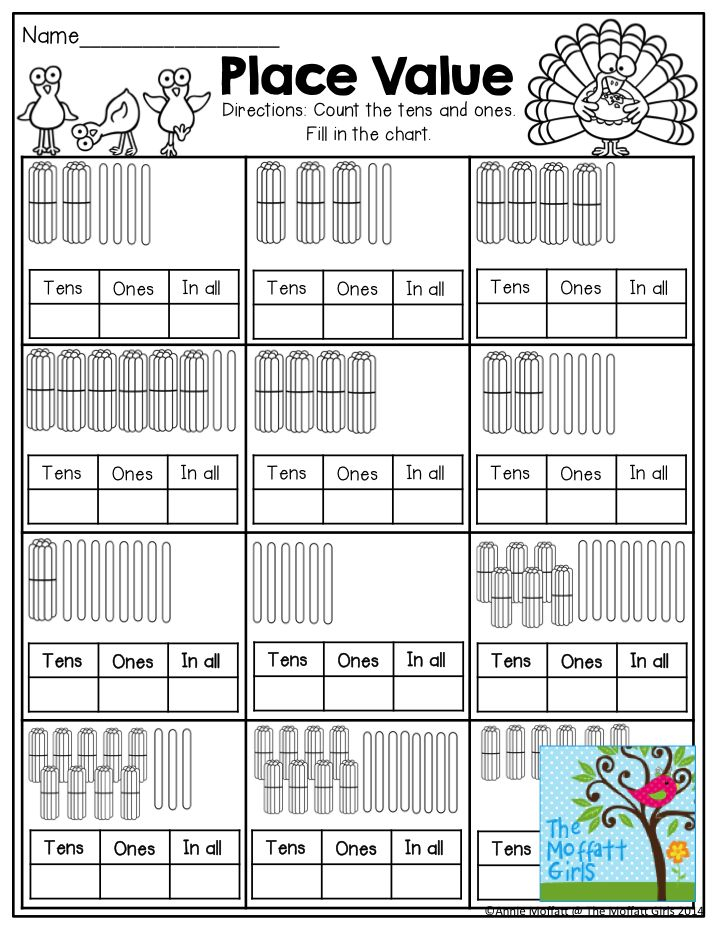 Place Value Fill In The Tens Ones And In All Boxes By Counting Each 