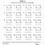 Printable Multiplication Sheet 5Th Grade Multiplying Decimals Free