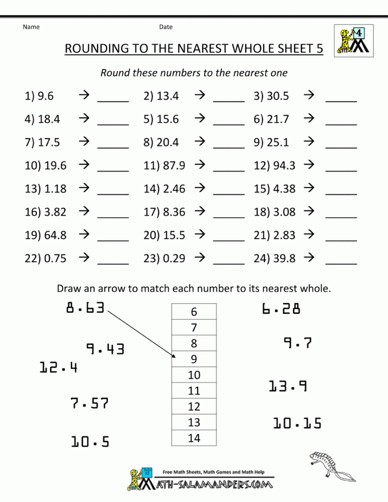 Rounding Decimals To The Nearest Whole