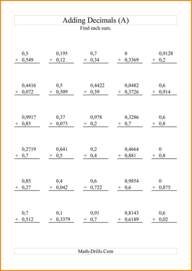 Rounding Decimals Worksheet 5Th Grade To Free Math Db excel