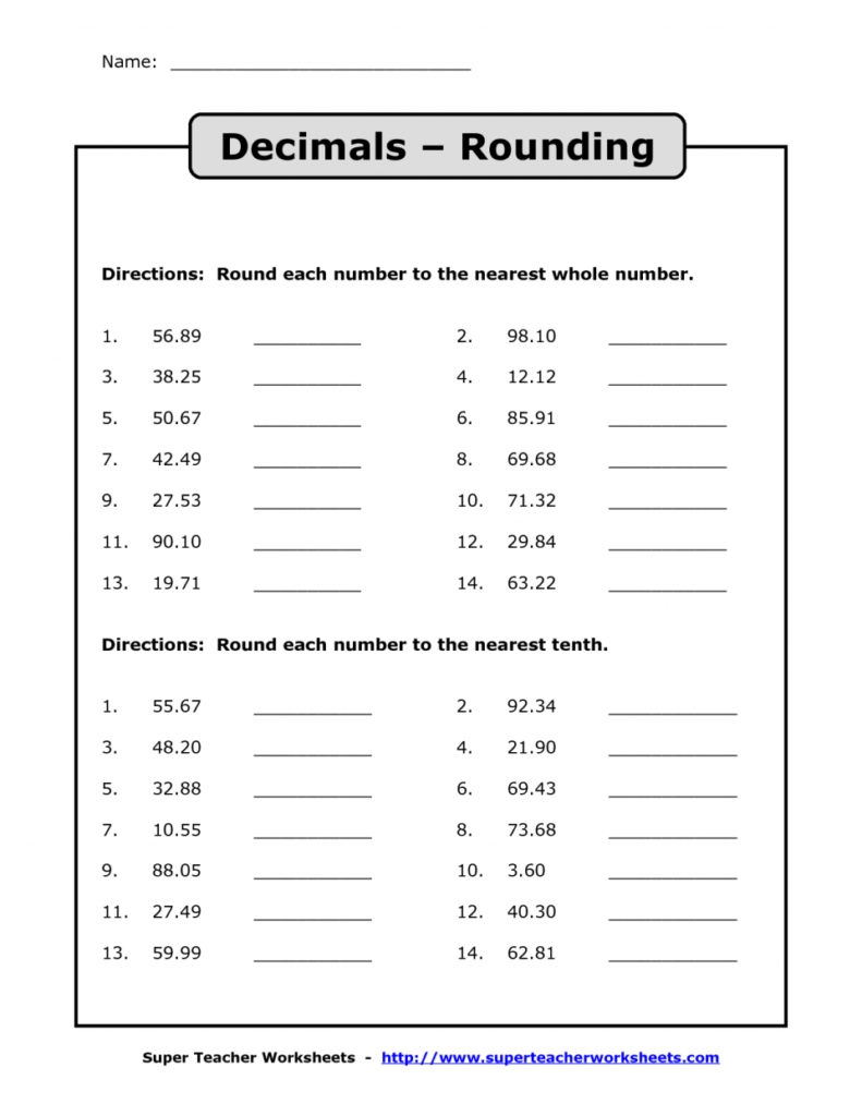 Rounding Decimals Worksheets Grade 5 Thekidsworksheet