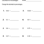 Sixth Grade Decimals To Percentages Worksheet