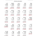 The Multiplying 3 Digit By 2 Digit Numbers With Various Decimal Places