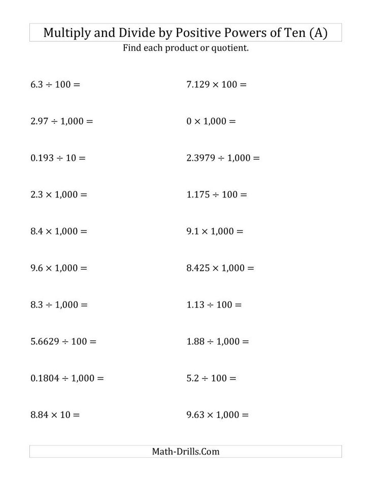 The Multiplying And Dividing Decimals By Positive Powers Of Ten 