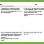 Word Problems For Multiplying And Dividing Decimals Dividing Decimals