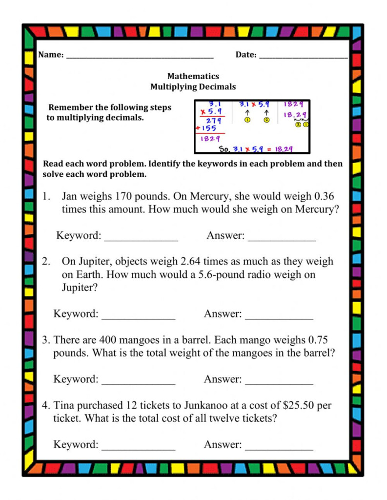 Word Problems With Fractions And Decimals Worksheets Fraction