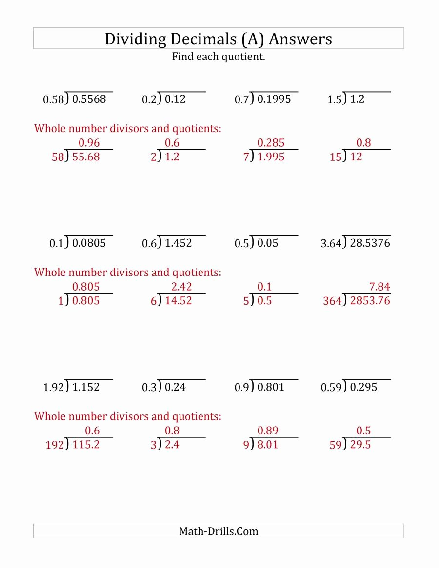 47 Dividing Decimals Worksheet Pdf Chessmuseum Template Library