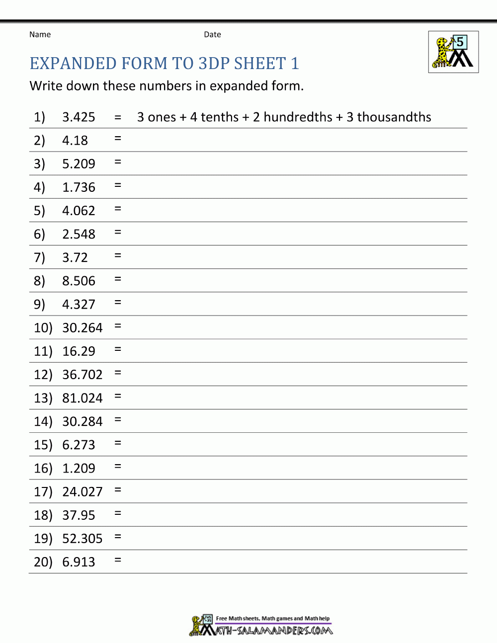 5th Grade Place Value Worksheets