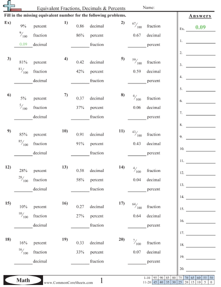 6th Grade Math Percentages