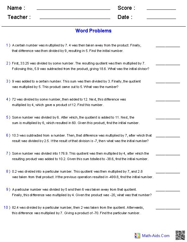 6th Grade Math Word Problems Worksheets 2 Word Problem Worksheets 