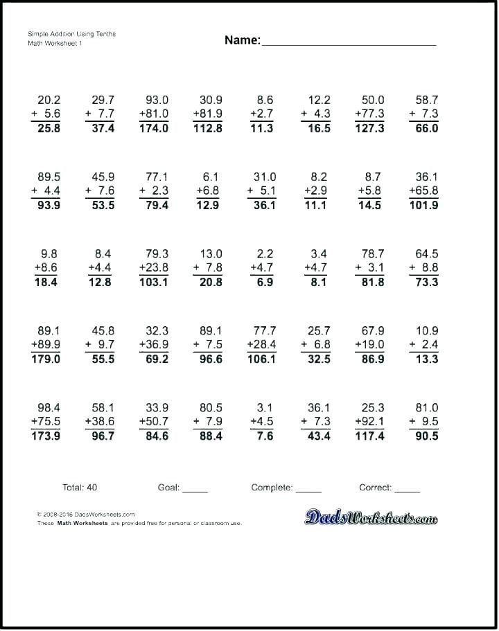 Add And Subtract Decimals Printable Worksheets Learning How To Read