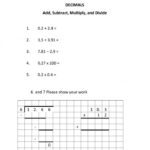 Add Subtract Multiply Or Divide Two Decimals Seventh Grade Math