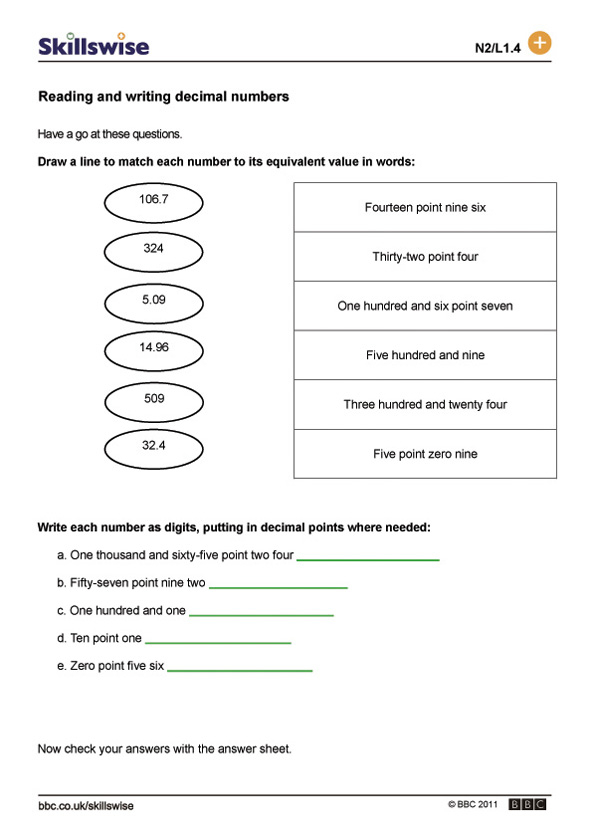 Blue Print Reading And Writing Decimals Worksheets 5th Grade Pdf