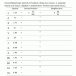 Converting Decimals To Fractions Worksheet