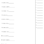 Decimal Addition Subtraction Multiplication And Division Worksheets