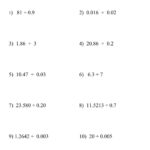 Decimal Dividing Decimals By Decimals Worksheet