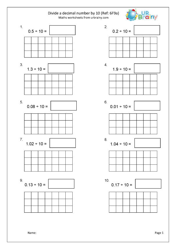 Divide A Decimal By 10 6F9a Arithmetic Paper Practice Maths 