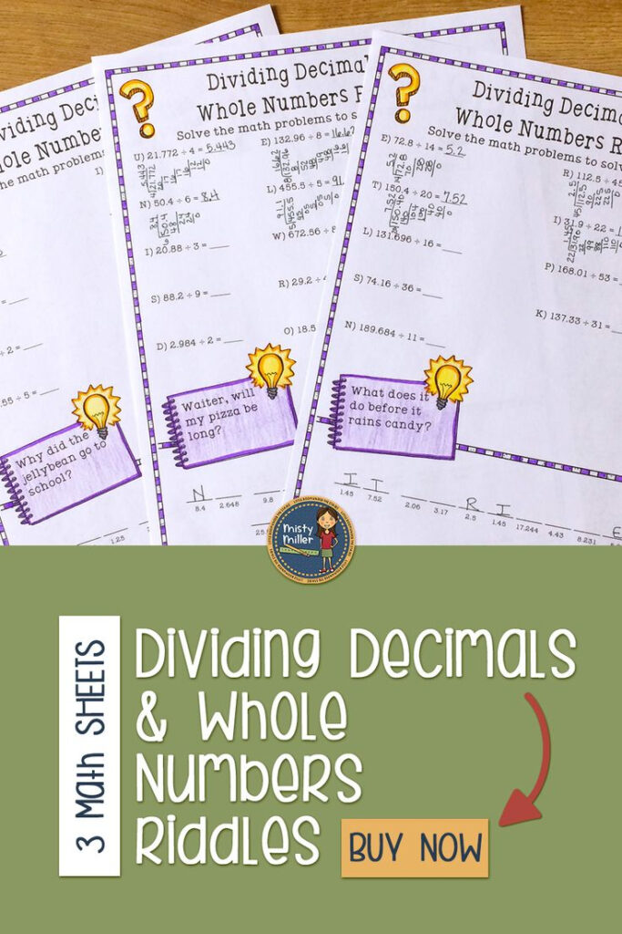 Dividing Decimals By Whole Numbers Math Riddles Maths Activities