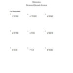 Dividing Decimals By Whole Numbers Worksheet