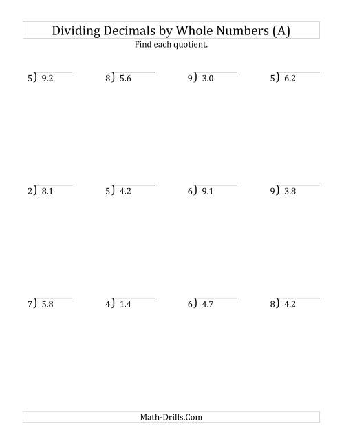 Dividing Tenths By A Whole Number A 